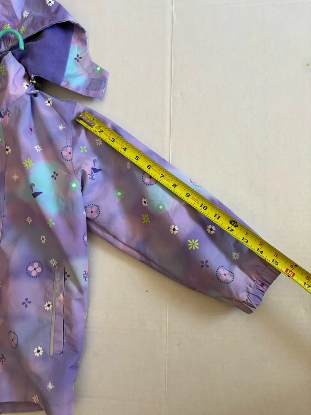 Kids' Purple Floral Hooded Rain Jacket